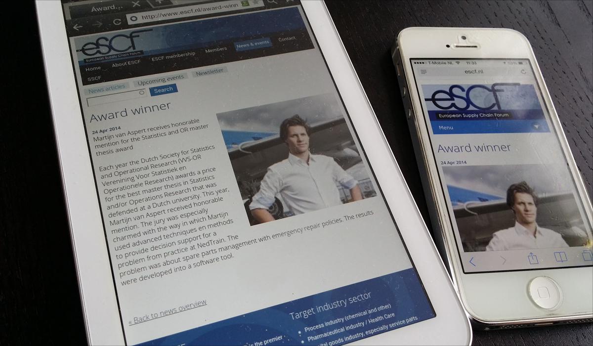 Image-Responsive website geschikt voor mobiele telefoon en ipad