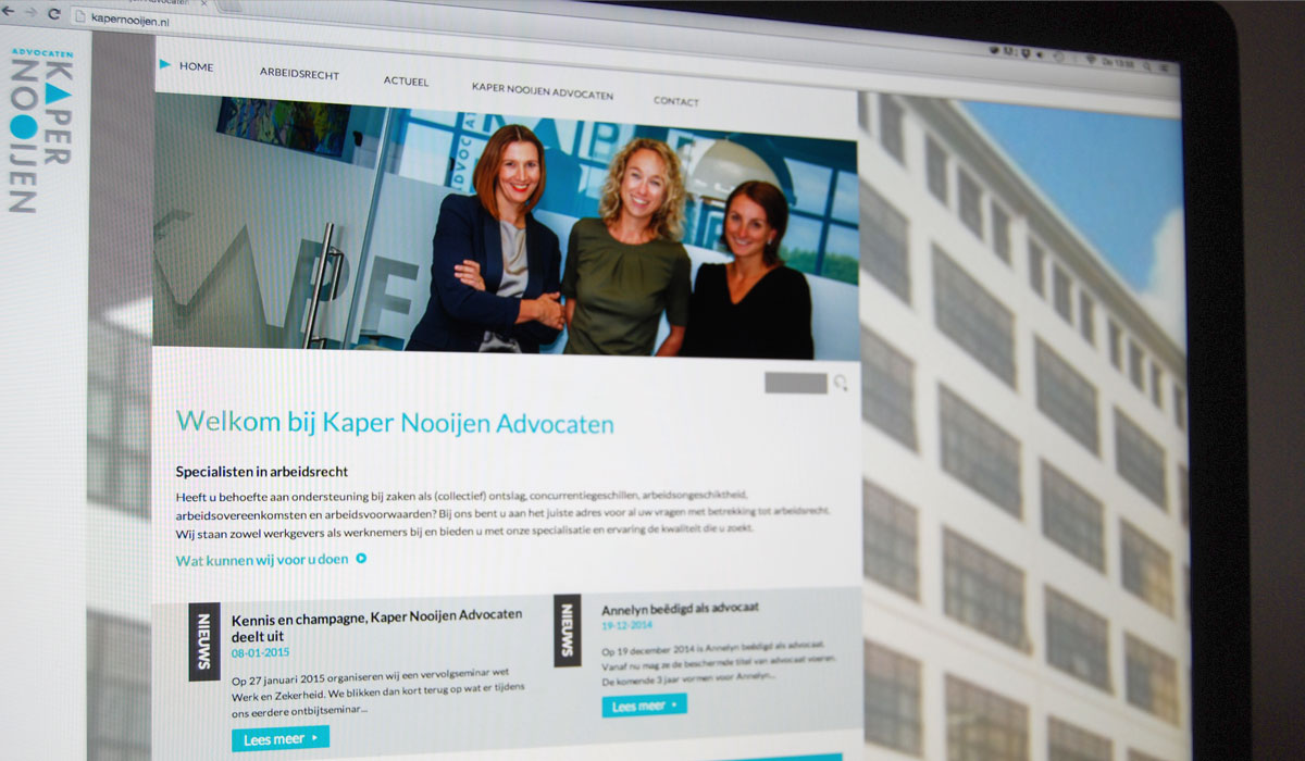 Ontwerp nieuwe website Kaper Nooijen advocaten Eindhoven