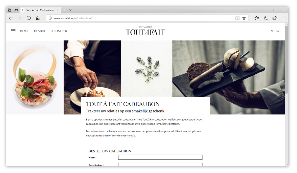 website ontwerp restaurant tout a fait maastricht limburg