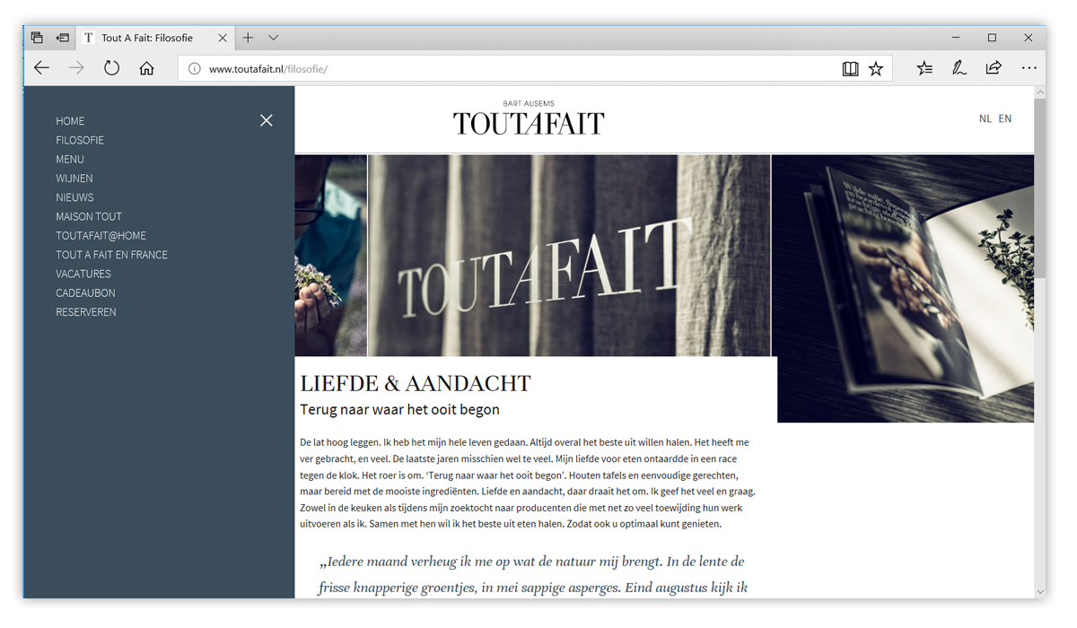 website ontwerp restaurant tout a fait maastricht