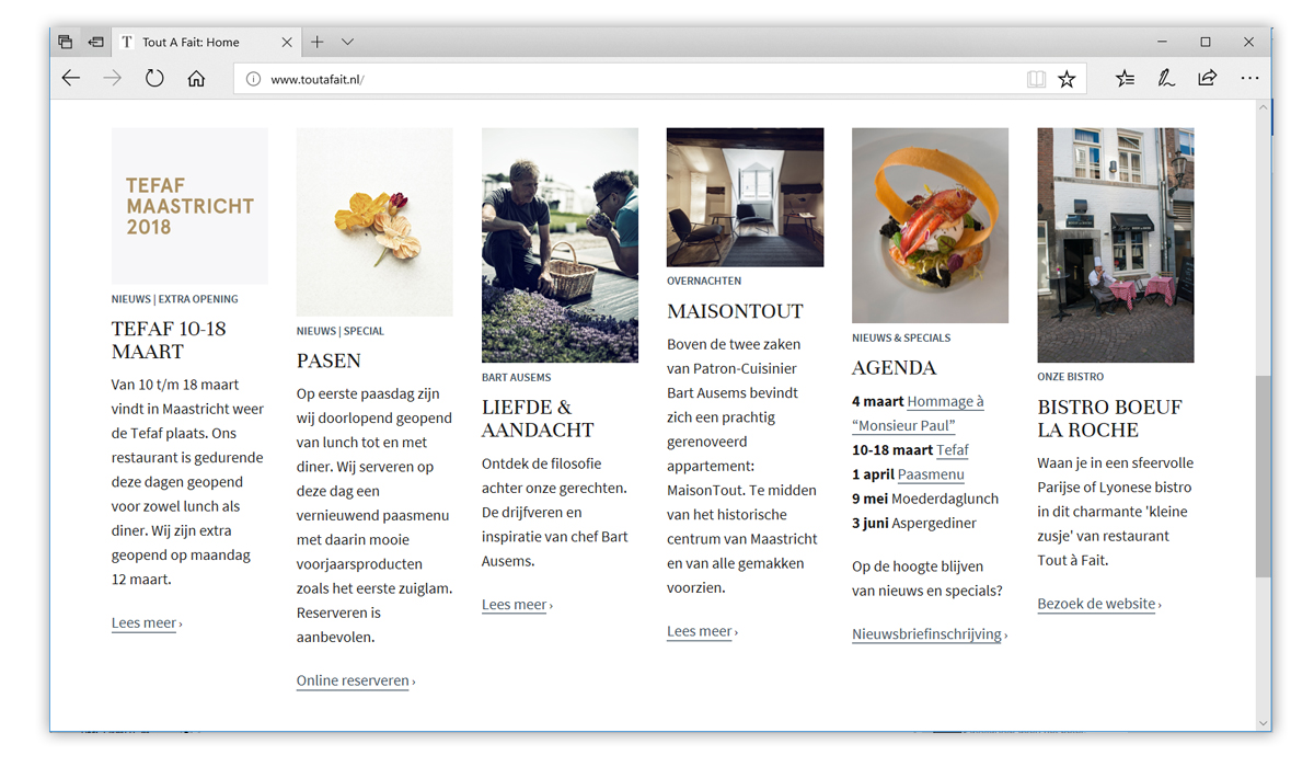 website ontwerp restaurant tout a fait maastricht