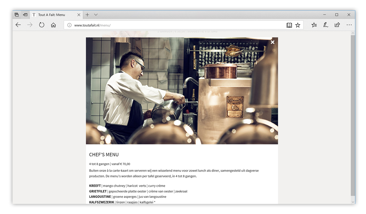 website ontwerp restaurant tout a fait maastricht