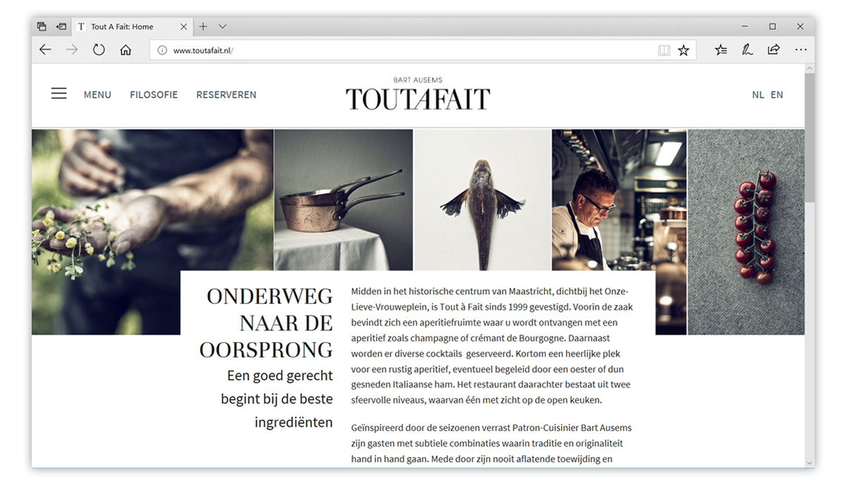 website ontwerp restaurant tout a fait maastricht