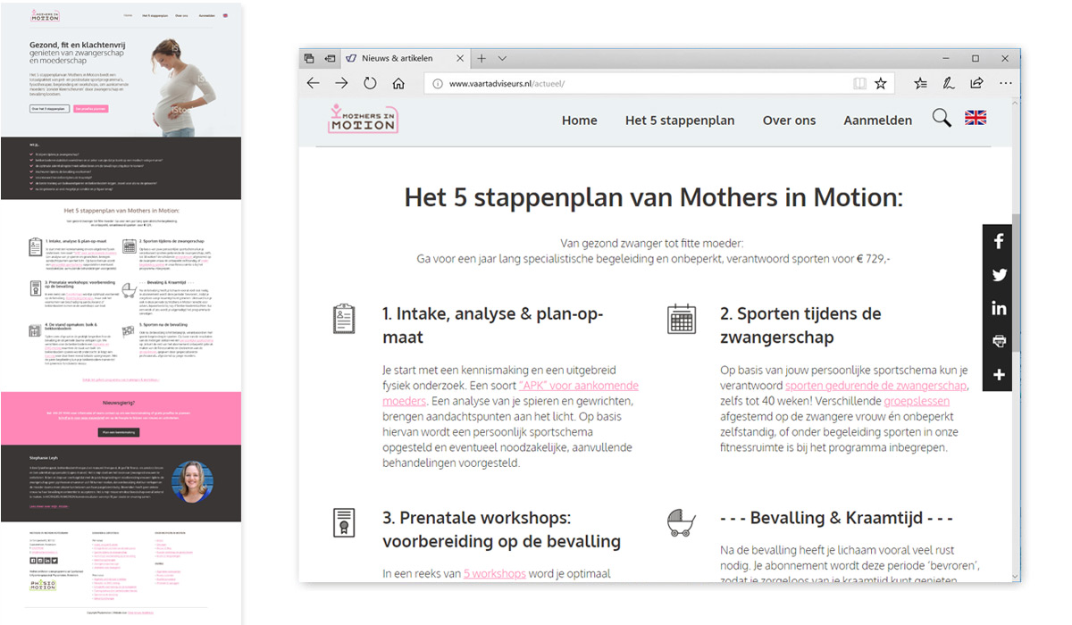 webdesign - Mothers in Motion Rotterdam